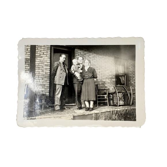 Vtg Grandparents with Grandchild Monochrome Photography Found Snapshot B&W - Picture 1 of 4